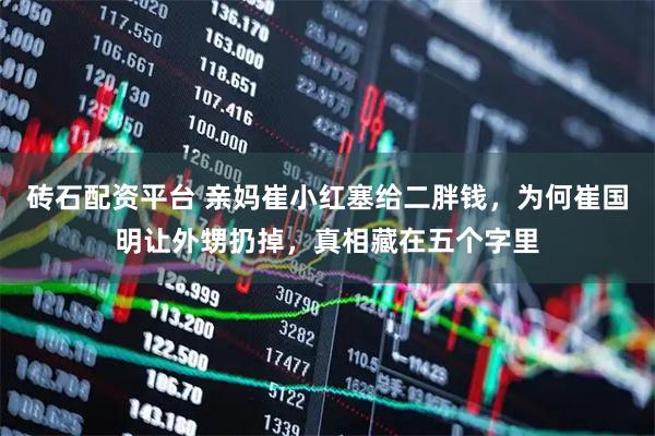 砖石配资平台 亲妈崔小红塞给二胖钱，为何崔国明让外甥扔掉，真相藏在五个字里